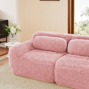 English Elm 114''soft Plush Modular Sectional Sofa with Cloud Cushions for Living Room Theater Pink W714S01558