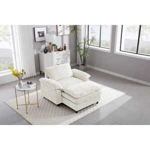 English Elm Accent Chair With Ottoman - Luxurious Oversized Sofa For Living Room, Bedroom, Office Comfort W2100S00177