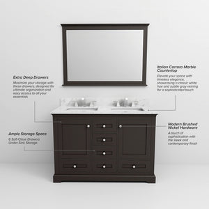 English Elm Espresso 48-inch Double Bath Vanity with Soft-Close Drawers, Solid Wood Frame, Ample Storage Shelf B2731P258194