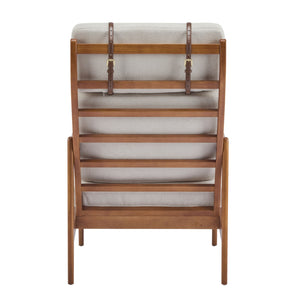 English Elm Christopher Knight Home® - Mid Century Modern Accent Armchair - Ergonomic High Back, Light Gray Cushions, Walnut Frame For Cozy Spaces N767P298391G