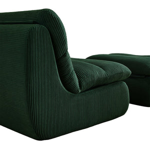 English Elm Modern Compressed Lounge Chair with Ottoman Corduroy Recliner Small Space Sofa High-Density Foam Comfort Green W1036P251819