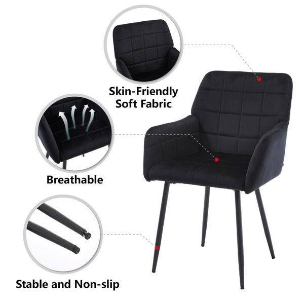 English Elm Dining Chairs Set Of 2 - Elegant Velvet Upholstered Seats With Armrests, Easy Assembly & Care! W3112P262802