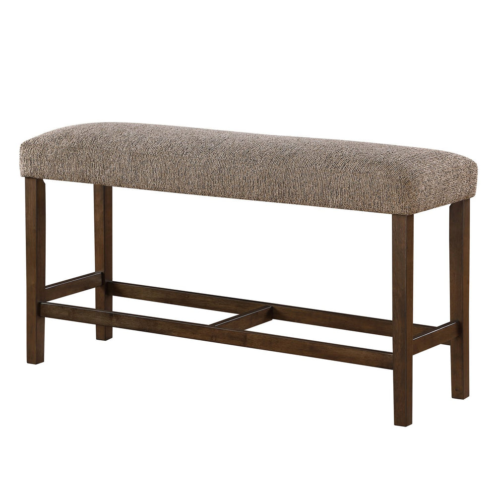 English Elm Marcello Brown Bar Bench with Fabric Upholstery, Solid Wood & MDF, Contemporary Block Legs Design B201P409512