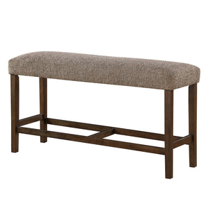 English Elm Marcello Brown Bar Bench with Fabric Upholstery, Solid Wood & MDF, Contemporary Block Legs Design B201P409512