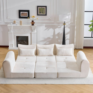 English Elm Modular Cloud Sectional Sofa Bed with Flannelette Upholstery for Flexible Living White W1829S00073