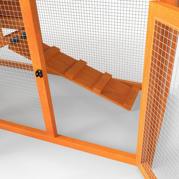 English Elm Large Spruce Wood Rabbit Hutch with Waterproof Roof Ramps and Removable Tray W2181P362971