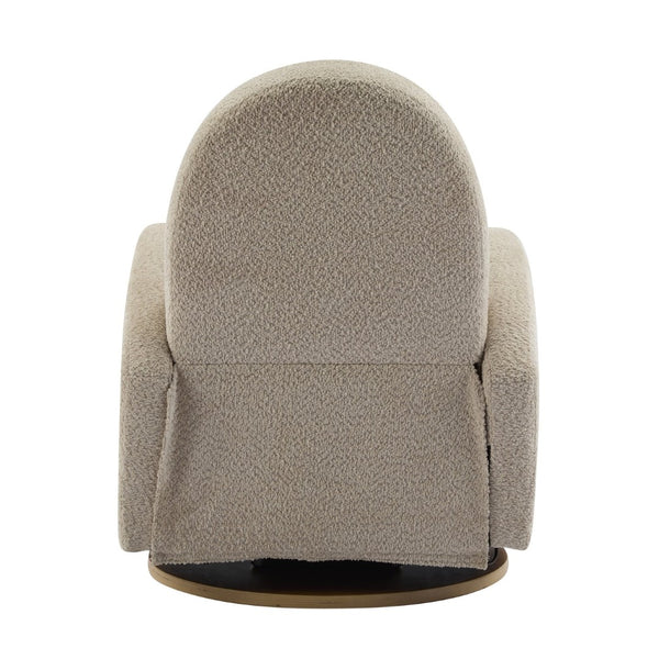 English Elm 360 Swivel Glider Recliner with Solid Wood Base Contemporary Upholstered Lounge Chair Almond N771P363407V