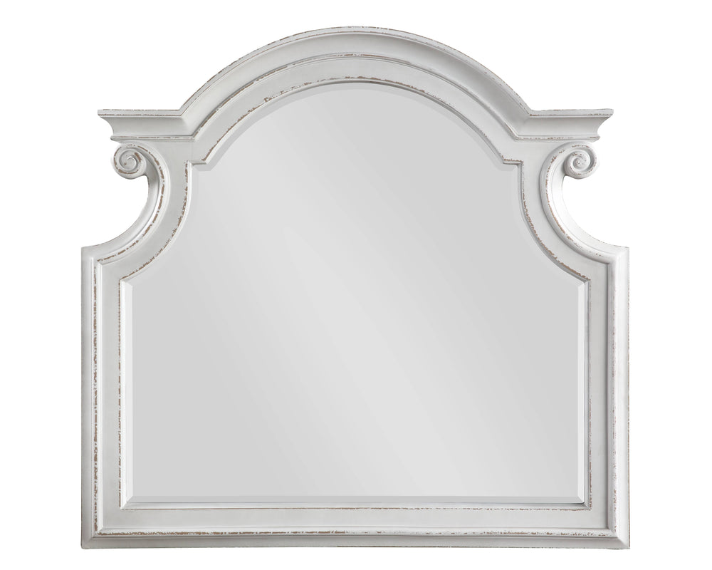 English Elm Florian Antique White Finish Mirror with 39"x36" Reflective Glass, Vintage Wood-Composite Frame, Durable Elegance B2726P244352