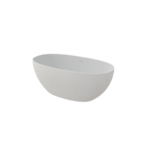 English Elm 59" Freestanding Soaking Tub Solid Surface Matte White Sculptural Bathtub for Modern Bath W2704P215133