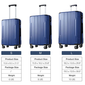 English Elm Luggage Set 3 Piece Abs Hard Shell Expandable Suitcase with Tsa Lock Spinner Wheels Blue N730P296765C