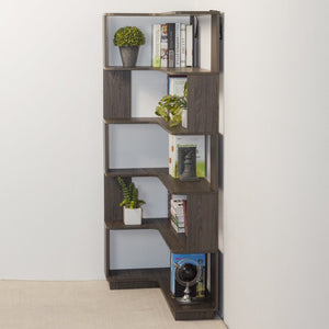 English Elm 90cm Five Tier L Shaped Corner Bookcase Open Wood Shelving for Home Office or Living Room W2899P444159