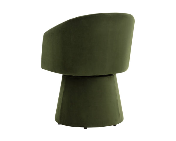 Sunpan ETTA Swivel Dining Armchair - Stylish Moss Green Upholstered Chair for Comfort & Versatile Use 111767