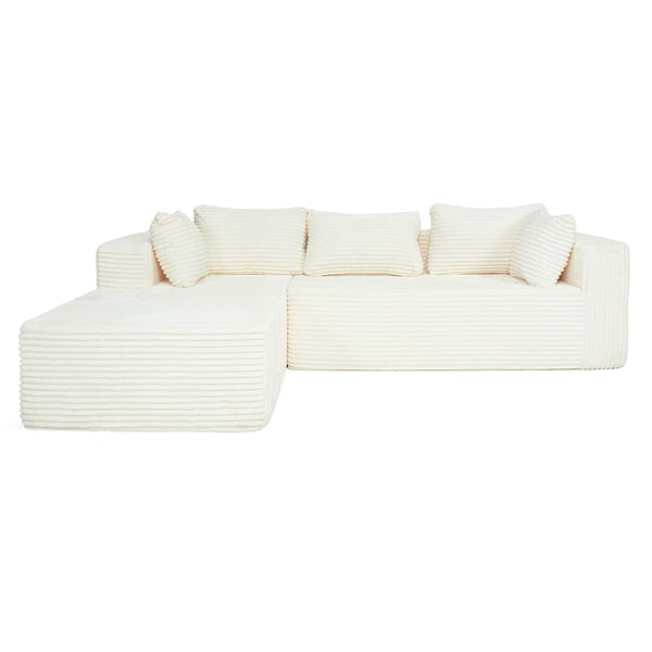 English Elm 100" Corduroy L-shaped Sectional with Deep Foam Seats for Modern Living Rooms T5880S00008