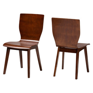 Baxton Studio Baxton Studio Elegant Mid-Century Modern Dark Walnut Dining Chairs Set of 2 for Home & Office RT364-TBL Elsa Dining Chair