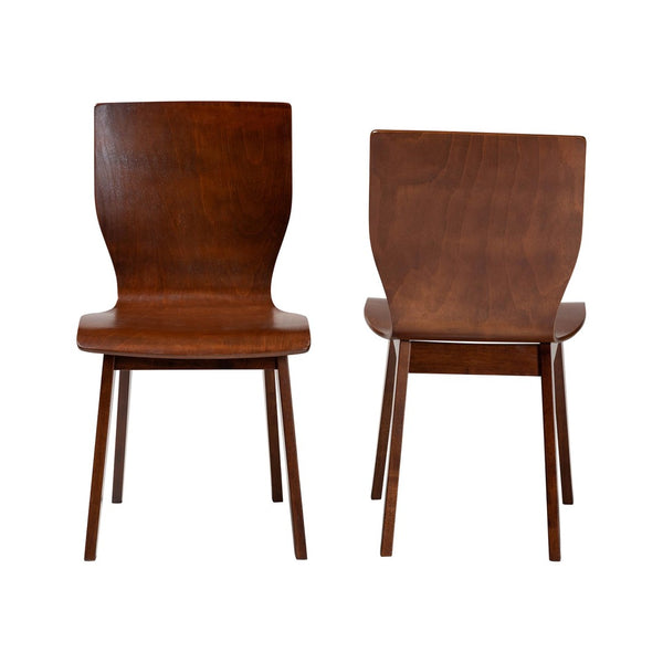 Baxton Studio Baxton Studio Elegant Mid-Century Modern Dark Walnut Dining Chairs Set of 2 for Home & Office RT364-TBL Elsa Dining Chair