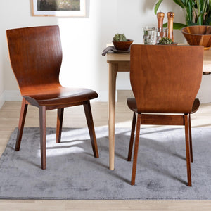 Baxton Studio Baxton Studio Elegant Mid-Century Modern Dark Walnut Dining Chairs Set of 2 for Home & Office RT364-TBL Elsa Dining Chair
