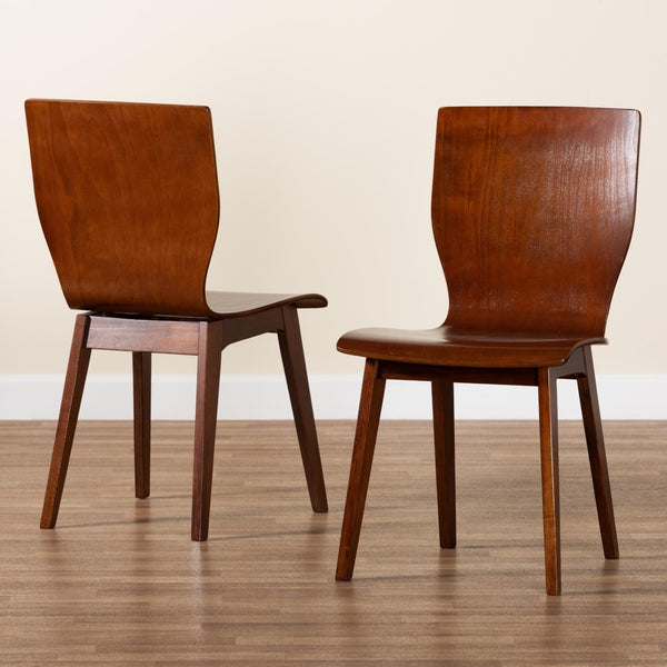 Baxton Studio Baxton Studio Elegant Mid-Century Modern Dark Walnut Dining Chairs Set of 2 for Home & Office RT364-TBL Elsa Dining Chair