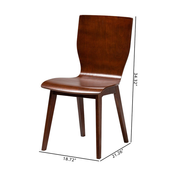 Baxton Studio Baxton Studio Elegant Mid-Century Modern Dark Walnut Dining Chairs Set of 2 for Home & Office RT364-TBL Elsa Dining Chair