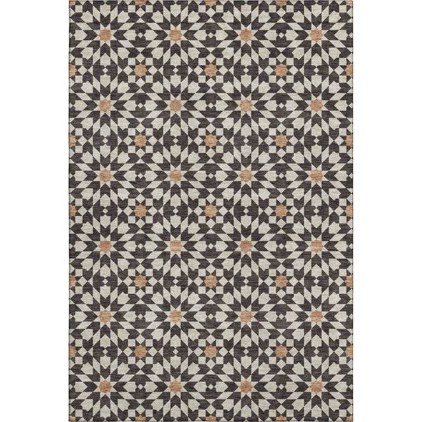 HomeRoots 9' X 12' Charcoal Silver & Copper Geometric Rug – Washable, UV-Protected, Stylish & Durable Design 662000