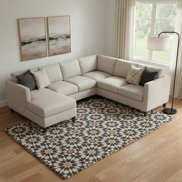 HomeRoots 10' X 14' Charcoal Silver & Copper Geometric Area Rug - Durable, Washable, UV-Protected Elegance 662001