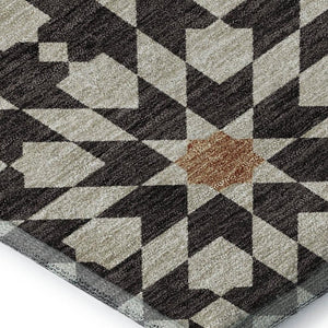 HomeRoots 10' X 14' Charcoal Silver & Copper Geometric Area Rug - Durable, Washable, UV-Protected Elegance 662001