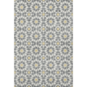 HomeRoots 9' X 12' Gray Ivory and Gold Geometric Area Rug - Washable, UV Protected, Modern Design for Homes 662018