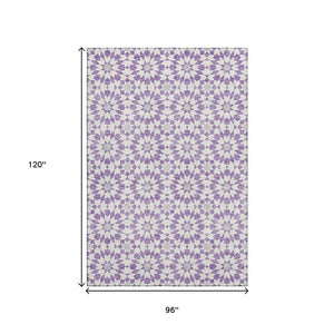 HomeRoots 8' X 10' Modern Lavender & Ivory Geometric Area Rug with UV Protection – Kid & Pet Friendly Design! 662029