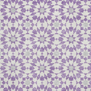 HomeRoots 8' X 10' Modern Lavender & Ivory Geometric Area Rug with UV Protection – Kid & Pet Friendly Design! 662029