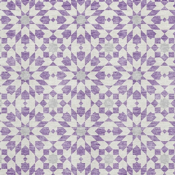 HomeRoots 8' X 10' Modern Lavender & Ivory Geometric Area Rug with UV Protection – Kid & Pet Friendly Design! 662029