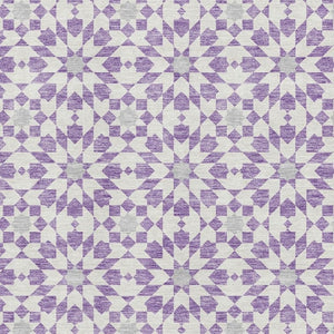HomeRoots 9' X 12' Lavender Geometric Area Rug - Washable, UV Protected, Soft, Stain Resistant for Active Homes 662030