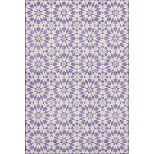 HomeRoots 10' X 14' Stylish Lavender & Ivory Geometric Area Rug - Washable, UV Protected, Stain Resistant Comfort 662031