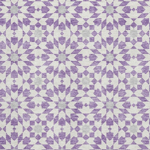 HomeRoots 10' X 14' Stylish Lavender & Ivory Geometric Area Rug - Washable, UV Protected, Stain Resistant Comfort 662031