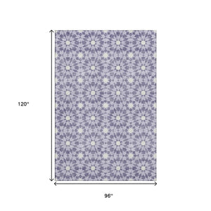 HomeRoots 8' X 10' Lilac & Ivory Geometric Washable Area Rug – Stylish, Durable, UV Protected for Every Room 662035