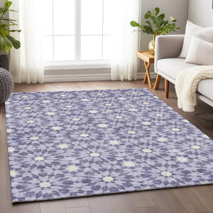 HomeRoots 8' X 10' Lilac & Ivory Geometric Washable Area Rug – Stylish, Durable, UV Protected for Every Room 662035