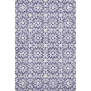 HomeRoots 8' X 10' Lilac & Ivory Geometric Washable Area Rug – Stylish, Durable, UV Protected for Every Room 662035