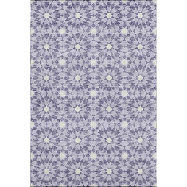 HomeRoots 8' X 10' Lilac & Ivory Geometric Washable Area Rug – Stylish, Durable, UV Protected for Every Room 662035