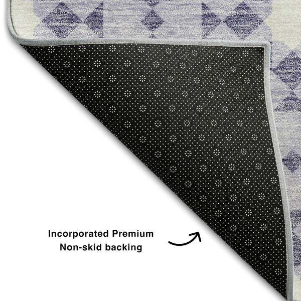 HomeRoots 8' X 10' Lilac & Ivory Geometric Washable Area Rug – Stylish, Durable, UV Protected for Every Room 662035