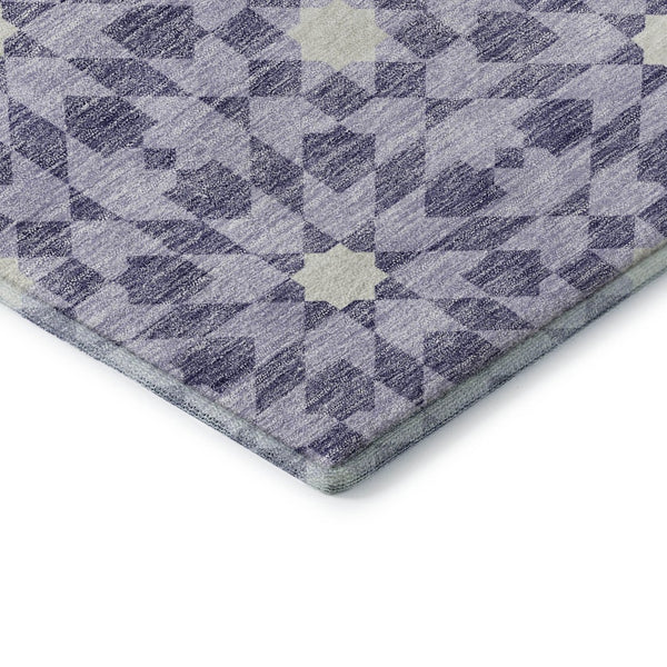 HomeRoots 8' X 10' Lilac & Ivory Geometric Washable Area Rug – Stylish, Durable, UV Protected for Every Room 662035