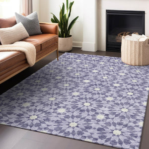 HomeRoots 8' X 10' Lilac & Ivory Geometric Washable Area Rug – Stylish, Durable, UV Protected for Every Room 662035
