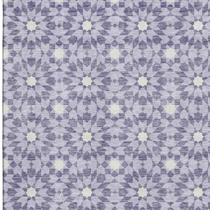 HomeRoots 8' X 10' Lilac & Ivory Geometric Washable Area Rug – Stylish, Durable, UV Protected for Every Room 662035