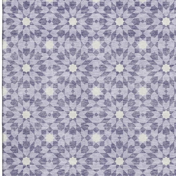 HomeRoots 8' X 10' Lilac & Ivory Geometric Washable Area Rug – Stylish, Durable, UV Protected for Every Room 662035