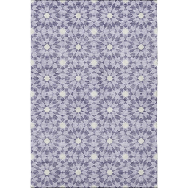 HomeRoots 8' X 10' Lilac & Ivory Geometric Washable Area Rug – Stylish, Durable, UV Protected for Every Room 662035