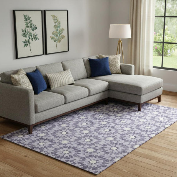 HomeRoots 10' X 14' Lilac Geometric Area Rug - Stylish, Washable, UV-Protected, Perfect for Busy Homes! 662037