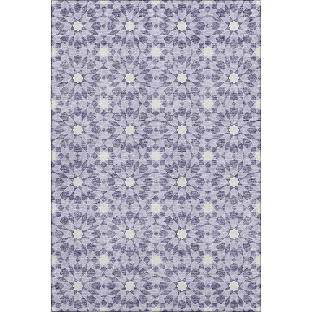 HomeRoots 10' X 14' Lilac Geometric Area Rug - Stylish, Washable, UV-Protected, Perfect for Busy Homes! 662037
