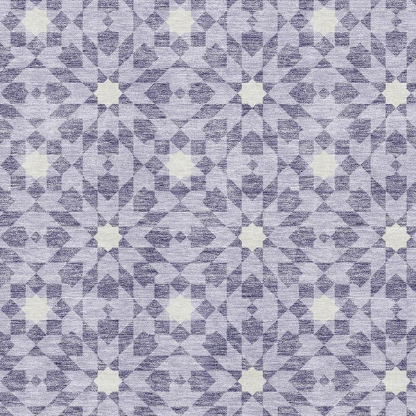 HomeRoots 10' X 14' Lilac Geometric Area Rug - Stylish, Washable, UV-Protected, Perfect for Busy Homes! 662037