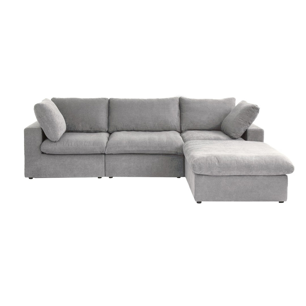 English Elm Sky Cloud Sectional Sofa - 120-Inch Washable Linen L-Shaped 4-Seater With Storage Ottoman & Comfort B341S00003-GIGA
