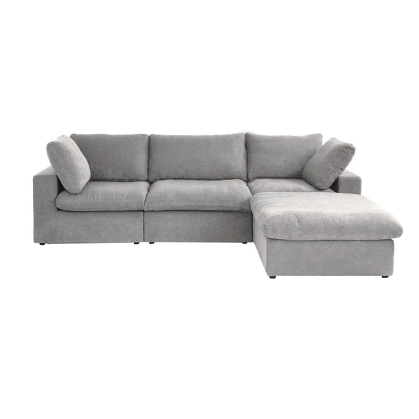 English Elm Sky Cloud Sectional Sofa - 120-Inch Washable Linen L-Shaped 4-Seater With Storage Ottoman & Comfort B341S00003-GIGA