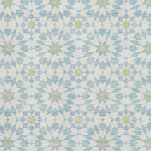 HomeRoots 5' X 8' Sky Blue Geometric Area Rug – Washable, Stain-Resistant, UV Protected for Modern Homes 662063