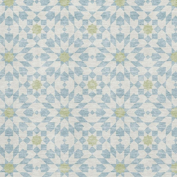 HomeRoots 5' X 8' Sky Blue Geometric Area Rug – Washable, Stain-Resistant, UV Protected for Modern Homes 662063
