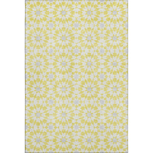 HomeRoots 10' X 14' Yellow Ivory Gray Geometric Washable Area Rug with UV Protection - Stylish & Durable Decor 662073